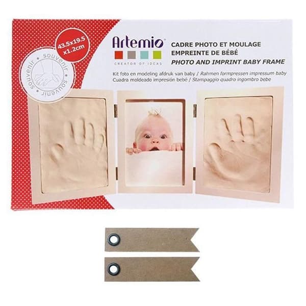 Babyfotavtrycksgjutsats + 20 kraftetiketter med vimpel
