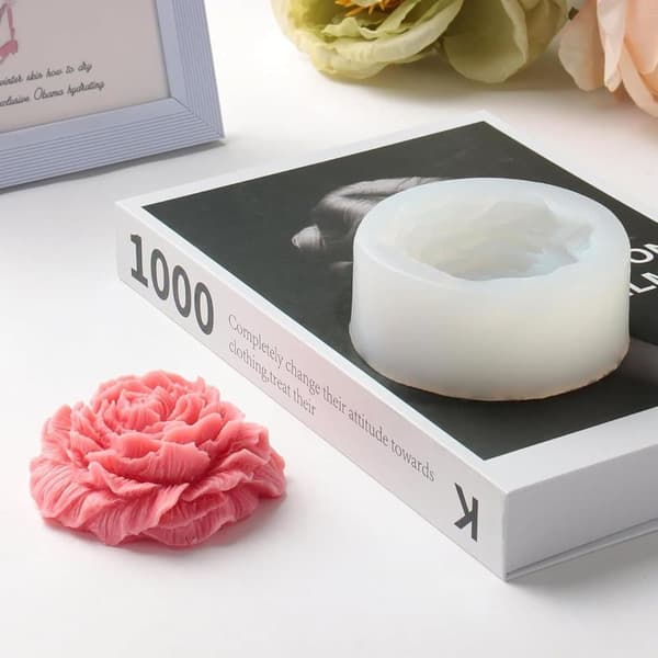 Moorle 2-pak silikone stearinlysforme - 3D blomstermønster med pæon og tusindfryd til DIY håndlavede duftlys, gips- og harpiksforme