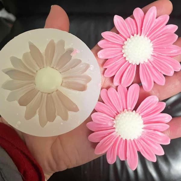 Moorle 2-pak silikone stearinlysforme - 3D blomstermønster med pæon og tusindfryd til DIY håndlavede duftlys, gips- og harpiksforme