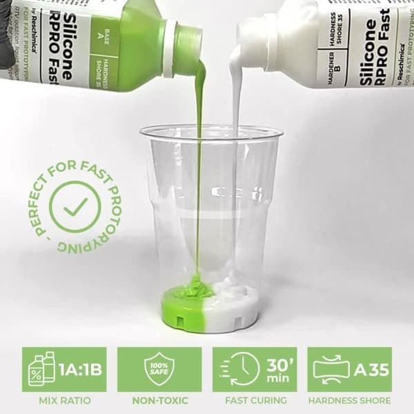 Silikongummi - R PRO - 1:1 - 500 gr - Ej giftig - Hög prestanda - Hårdhet 35 ShoreA