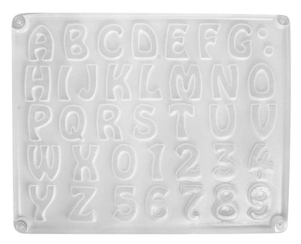 Rayher hobbytvålform - 36014000 - Rayher PE-LD plastform: Bokstäver/siffror 37 transparenta mönster,