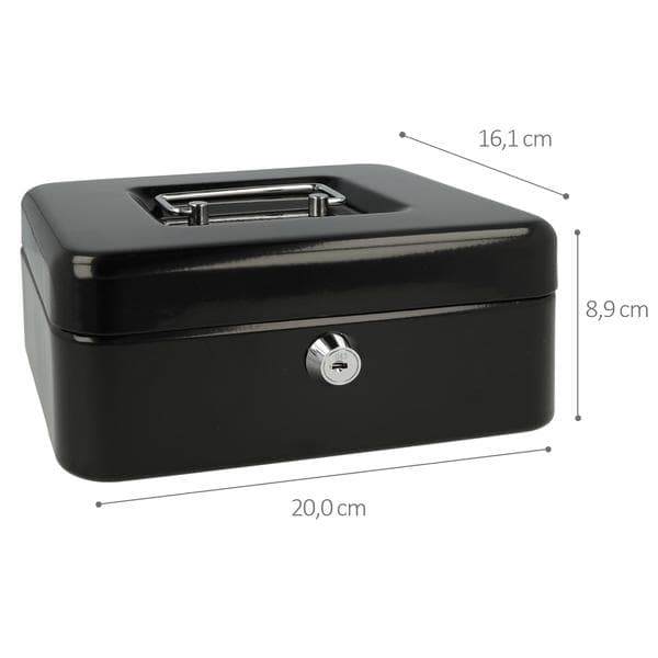 Westcott AC-E51001-ZW Kassalaatikko 200x161x90mm musta, muovinen sisäke, jossa 3 lokeroa