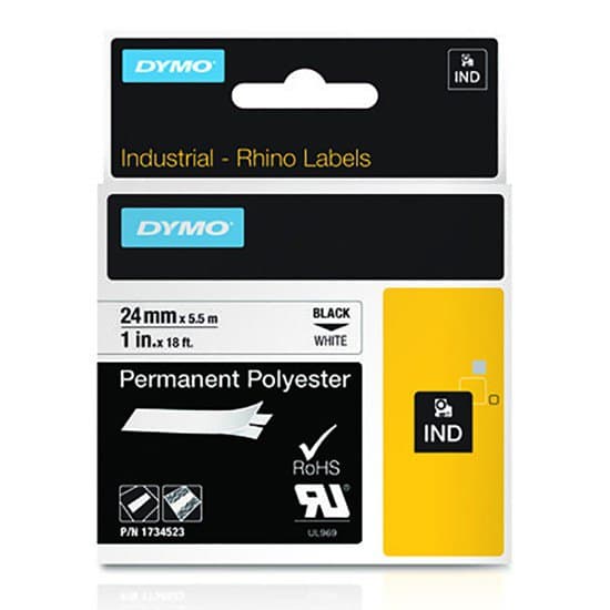 Dymo Tejp 1734523 Id1-24 Rhino Permanent Polyester 5.5 M Vit,Svart