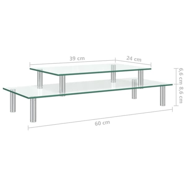 vidaXL skærmstander i 2 niveauer glas transparent