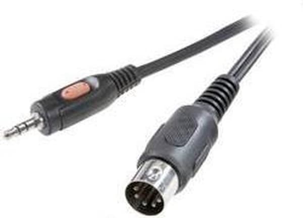 SpeaKa Professional SP-7869804 DIN-tilslutning / Jack-stik Audio Tilslutningskabel [1x Diodestik 5-polet (DIN) - 1x Jack-stik han 3,5 mm] 1,50 m Sort