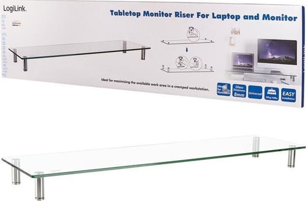 LogiLink BP0060 litteä pöytäteline Vapaasti seisova ruostumaton teräs, läpinäkyvä
