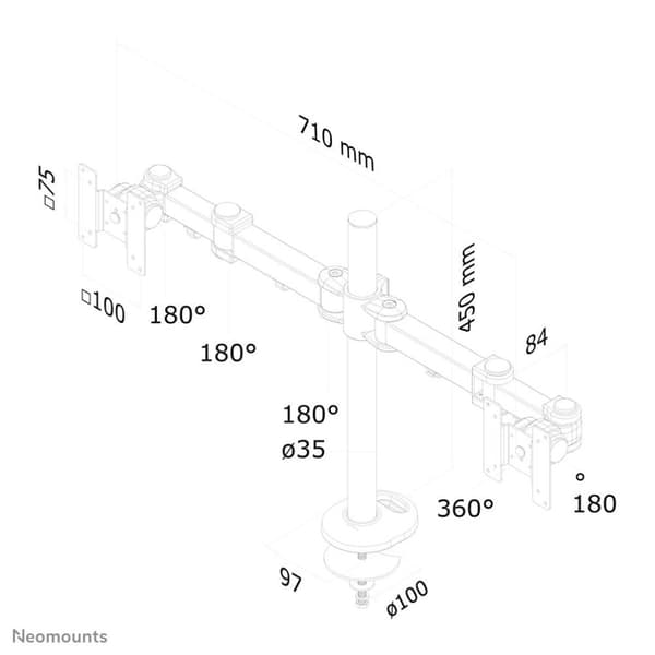 Neomounts fra Newstar FPMA-D960DG skærmarm - op til 27" - Sort