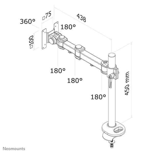 Neomounts fra Newstar FPMA-D960G skærmarm - op til 30" - Sort