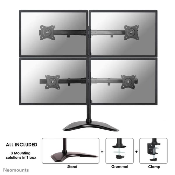 Neomounts fra Newstar Select NM-D335D4BLACK skærmarm - op til 27" - Sort Sort