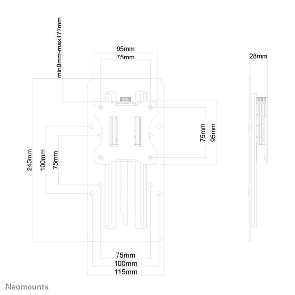 Neomounts fra Newstar FPMA-LIFT100BLACK VESA 75/100 adapter - Sort