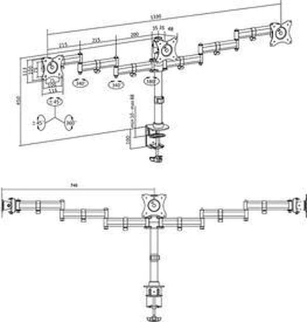 Skrivebordsmontering tredobbelt LogiLink Tilt/Swivel 13-27 <8kg