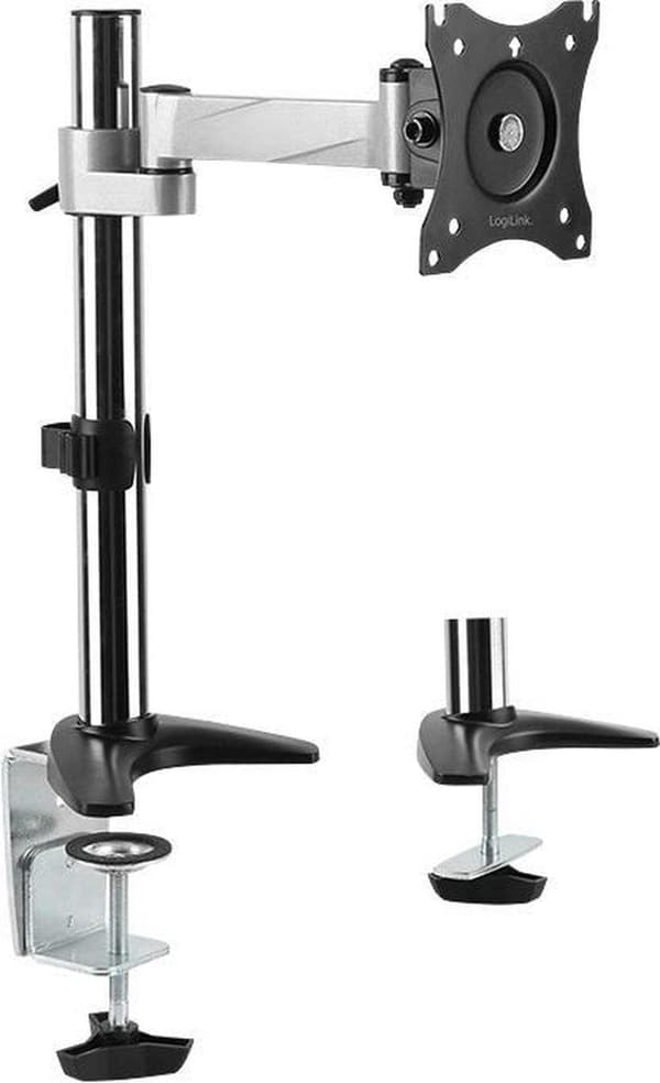 LogiLink BP0075 fladskærms-skrivebordsmontering 68,6 cm (27") Klemme/gennemføring Sort, rustfrit stål Sort, Rustfrit stål