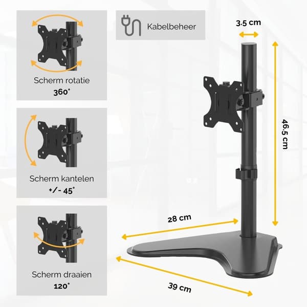 Fellowes Seasa näytön varsi vapaasti seisova yksittäinen 1 näyttö 81,3 cm, 32 tuumaa