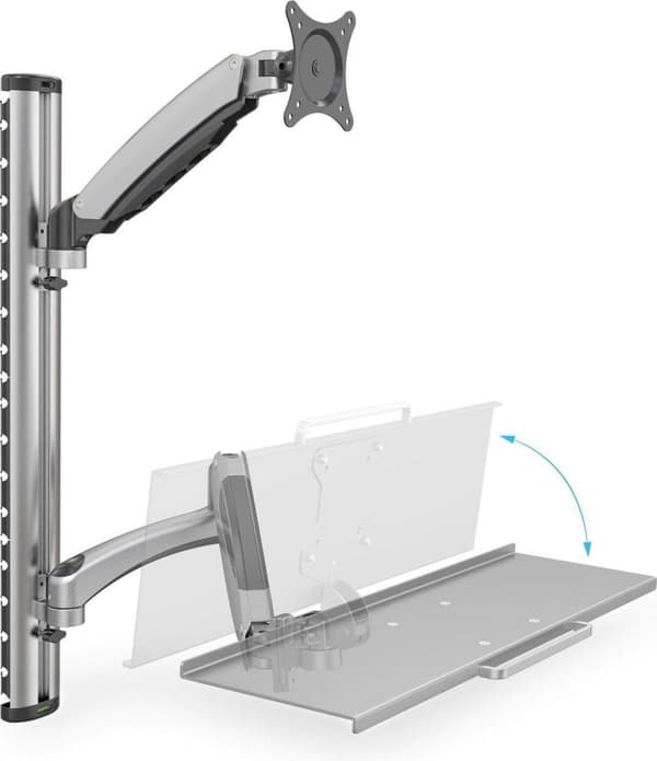 Digitus DA-90354 Skærmvægbeslag 1-vejs 38,1 cm (15) - 68,6 cm (27) Højdejusterbar, Tastaturholder, Vipbar, Drejelig, Roterbar