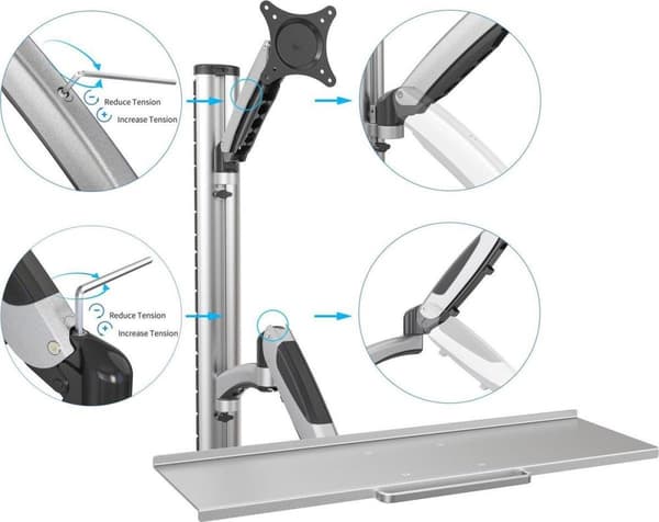 Digitus DA-90354 Skærmvægbeslag 1-vejs 38,1 cm (15) - 68,6 cm (27) Højdejusterbar, Tastaturholder, Vipbar, Drejelig, Roterbar