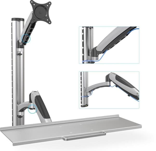 Digitus DA-90354 Skærmvægbeslag 1-vejs 38,1 cm (15) - 68,6 cm (27) Højdejusterbar, Tastaturholder, Vipbar, Drejelig, Roterbar
