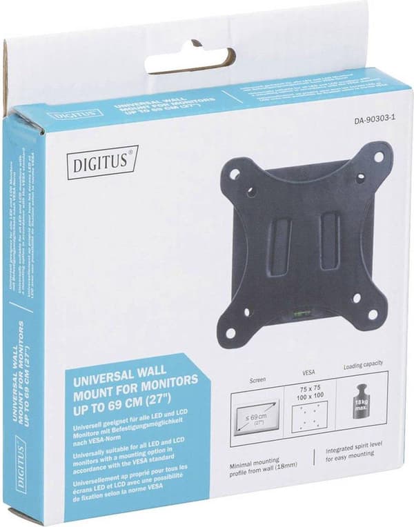 Digitus DA-90303-1 Skærmvægbeslag 1-vejs 38,1 cm (15) - 68,6 cm (27) Fastmonteret