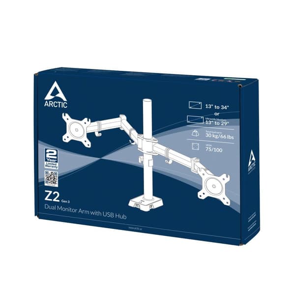 Tischhalterung für 2 Monitore bis 86cm 34" 15KG ARCTIC Z2 (Gen3)