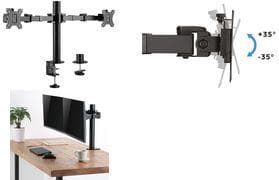 Logilink - monteringssæt - til 2 LCD-skærme (justerbar arm) - stål - sort - skærmstørrelse: 43,2-81,3 cm (17"-32") - klemmemontering, gennemføring (BP Sort