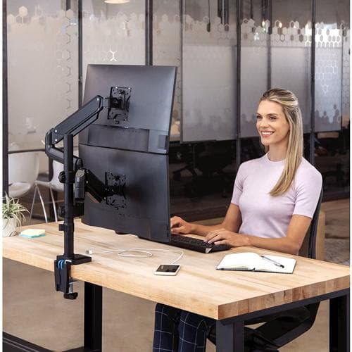 Fellowes Platinum Monitor Arm - Skrivbordsfäste för 2 skärmar (justerbar arm) - Svart - Skärmstorlek: upp till 68,6 cm (upp till 68,60 cm (27") (80434