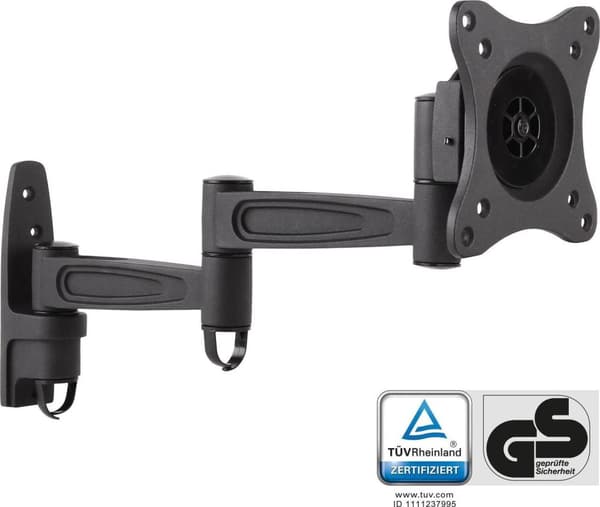 InLine - Monteringssæt (vægmontering) - til LCD-skærm (justerbar arm) - aluminium - sort - skærmstørrelse: 33-68 cm (13"-27") (23105D)