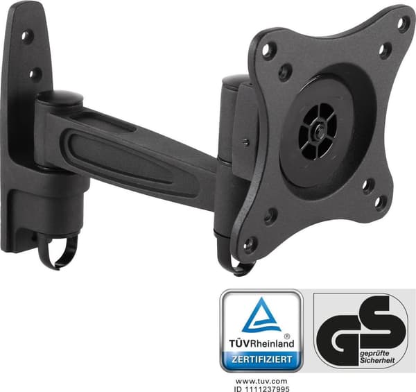 InLine - monteringssæt (vægmontering, leddelt arm) - til LCD-skærm - aluminium - sort - skærmstørrelse: 33-68,6 cm (13"-27") (23106D) Sort