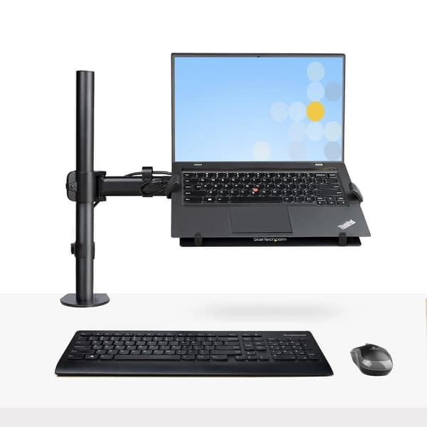 StarTech.com Laptop Desk Mount, Monitor og Laptop Bracket, skærme op til 34in (8 kg) & bærbare computere (4,5 kg), Artikuleret VESA Laptop Support, Sk