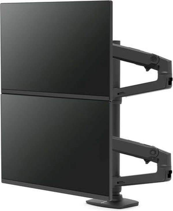Ergotron LX Dual Stacking Arm Tall Pole - monteringssats (2 ledade armar, 2 förlängningsfästen, genomföringsplatta, monteringsdetaljer, bordsklämma, 2