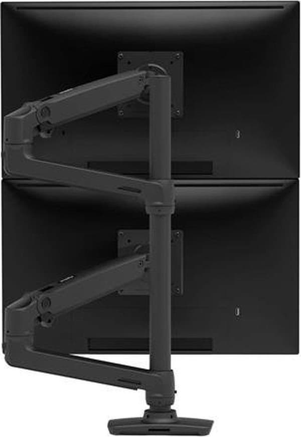Ergotron LX Dual Stacking Arm Tall Pole - monteringssats (2 ledade armar, 2 förlängningsfästen, genomföringsplatta, monteringsdetaljer, bordsklämma, 2