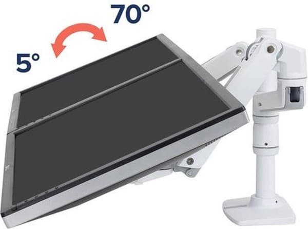 Ergotron LX Dual Stacking Arm - monteringssæt (spændebeslag til bord, stang, 2 leddelte arme, 2 forlængerbeslag) til 2 LCD-skærme - aluminium, slidstæ
