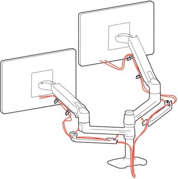 Ergotron LX Dual Stacking Arm - monteringssæt (spændebeslag til bord, stang, 2 leddelte arme, 2 forlængerbeslag) til 2 LCD-skærme - aluminium, slidstæ