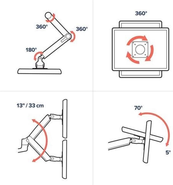 Ergotron LX Dual Stacking Arm - monteringssæt (spændebeslag til bord, stang, 2 leddelte arme, 2 forlængerbeslag) til 2 LCD-skærme - aluminium, slidstæ
