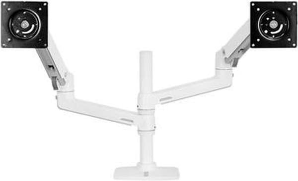 Ergotron LX Dual Stacking Arm - monteringssæt (spændebeslag til bord, stang, 2 leddelte arme, 2 forlængerbeslag) til 2 LCD-skærme - aluminium, slidstæ
