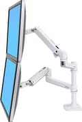 Miniatyrbillede 1 af 9: Ergotron LX Dual Stacking Arm - monteringssæt (spændebeslag til bord, stang, 2 leddelte arme, 2 forlængerbeslag) til 2 LCD-skærme - aluminium, slidstæ