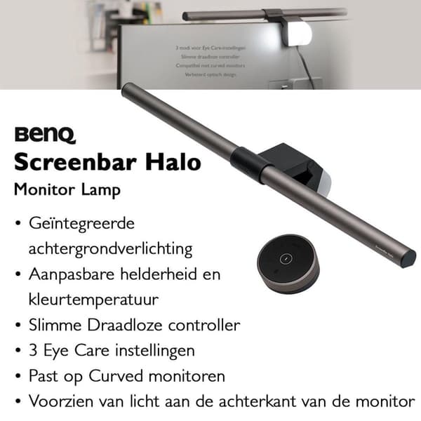 BenQ Screenbar Halo - LED-skærmlampe sort [Energiklasse G] (9H.W49WT.ES3)