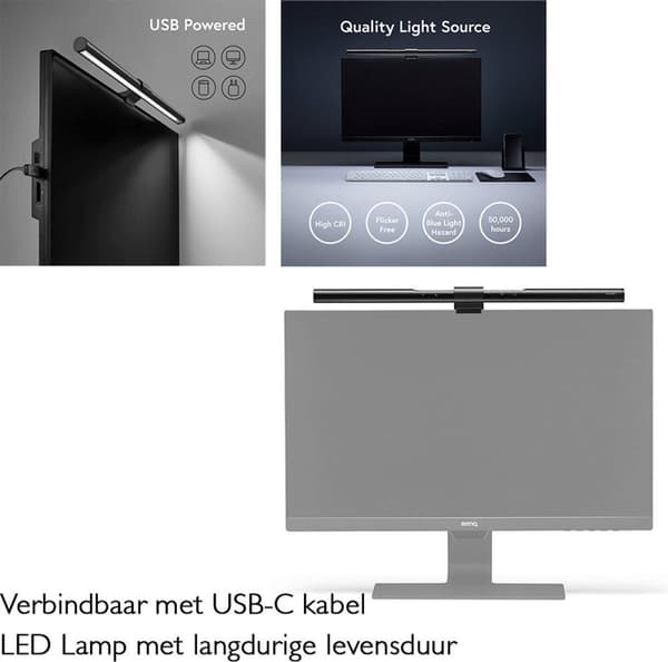 BenQ ScreenBar LED-skærmlampe [Energiklasse G] (9H.W42WT.EQ2)