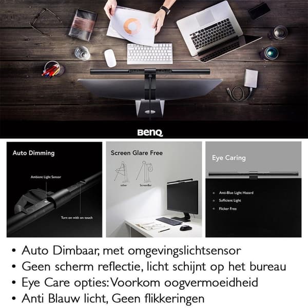 BenQ ScreenBar LED-skærmlampe [Energiklasse G] (9H.W42WT.EQ2)