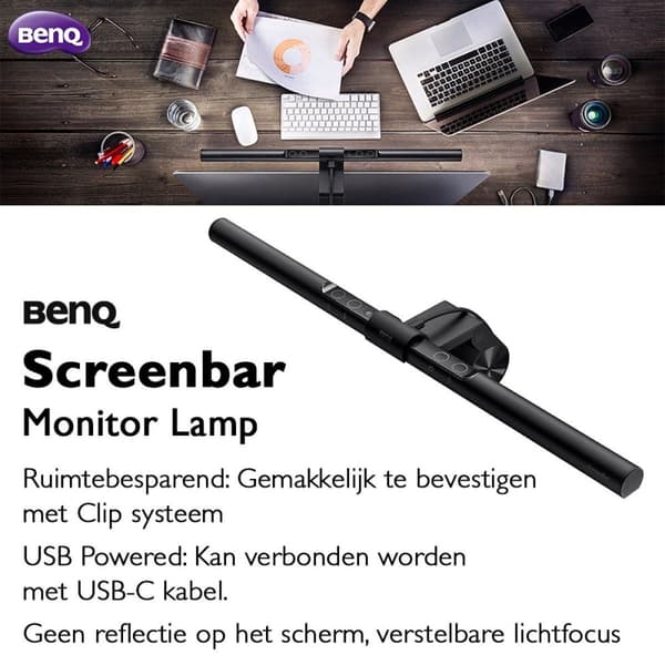 BenQ ScreenBar LED-skærmlampe [Energiklasse G] (9H.W42WT.EQ2)