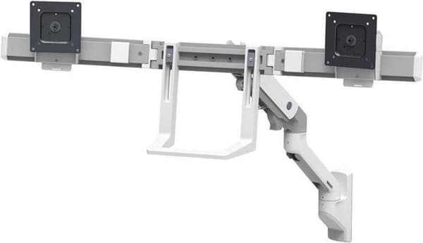 ERGOTRON HX Dual Monitor Arm i vitt - väggfäste med patenterad CF-teknik för 2 skärmar upp till 81,30 cm (32"), 29,2 cm höjdjustering, VESA-standard (