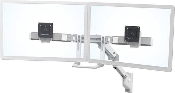 ERGOTRON HX Dual Monitor Arm i vitt - väggfäste med patenterad CF-teknik för 2 skärmar upp till 81,30 cm (32"), 29,2 cm höjdjustering, VESA-standard ( Vit