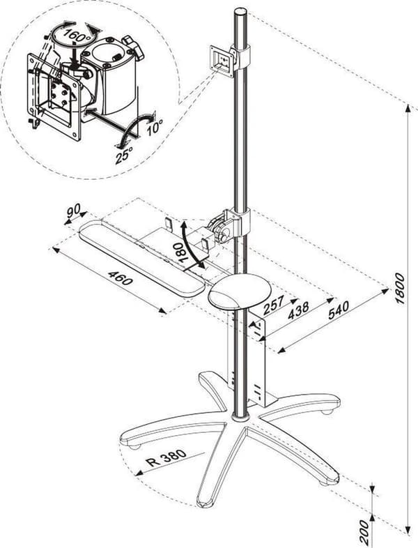 Neomounts från Newstar FPMA-MOBILE1800 - Vagn - för LCD-skärm / PC-utrustning - Silver - Skärmstorlek: 25,4-68,6 cm (10"-27")