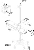 Miniatyrbild 5 av 10: Neomounts från Newstar FPMA-MOBILE1800 - Vagn - för LCD-skärm / PC-utrustning - Silver - Skärmstorlek: 25,4-68,6 cm (10"-27")