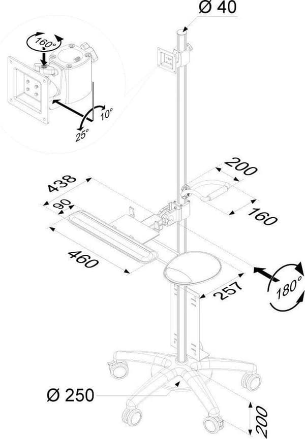 Neomounts från Newstar FPMA-MOBILE1800 - Vagn - för LCD-skärm / PC-utrustning - Silver - Skärmstorlek: 25,4-68,6 cm (10"-27")