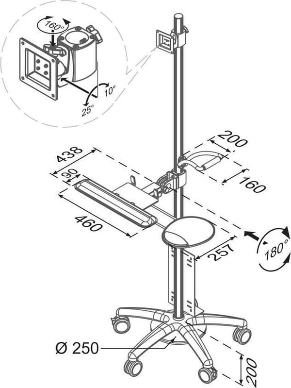 Neomounts från Newstar FPMA-MOBILE1800 - Vagn - för LCD-skärm / PC-utrustning - Silver - Skärmstorlek: 25,4-68,6 cm (10"-27")