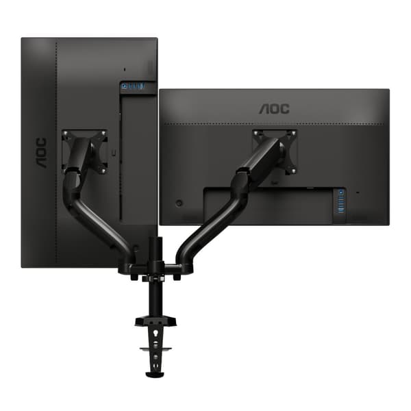AOC AD110D0 - Skrivbordsfäste för 2 LCD-skärmar (justerbar arm) - Aluminiumlegering - Skärmstorlek: upp till 68,6 cm (upp till 68,60 cm (27")) (AD110D