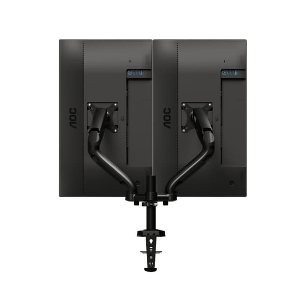 AOC AD110D0 - Skrivbordsfäste för 2 LCD-skärmar (justerbar arm) - Aluminiumlegering - Skärmstorlek: upp till 68,6 cm (upp till 68,60 cm (27")) (AD110D