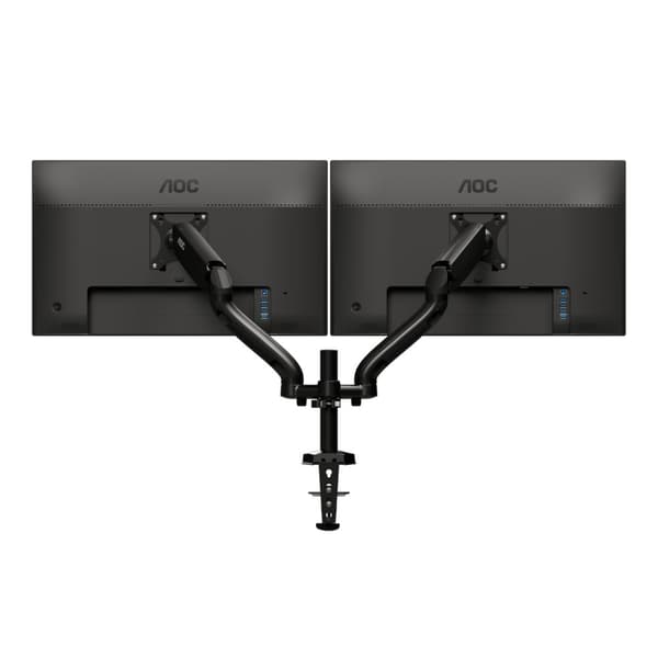 AOC AD110D0 - Skrivbordsfäste för 2 LCD-skärmar (justerbar arm) - Aluminiumlegering - Skärmstorlek: upp till 68,6 cm (upp till 68,60 cm (27")) (AD110D Svart