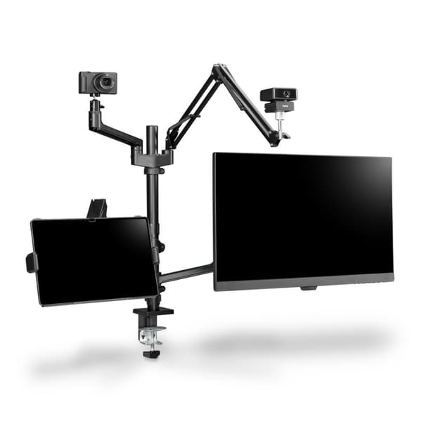 Hama monitorhållare för streaming-inställning, 4 armar, höjdjusterbar, vridbar (00004663)