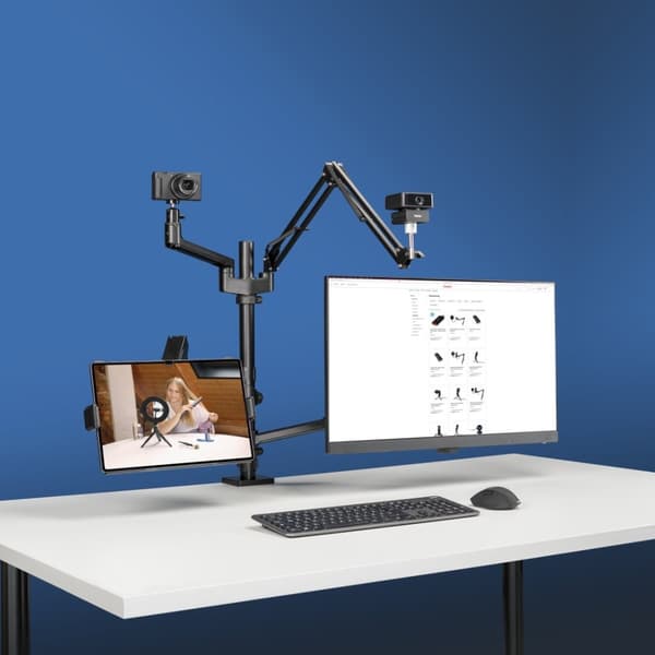Hama monitorhållare för streaming-inställning, 4 armar, höjdjusterbar, vridbar (00004663)
