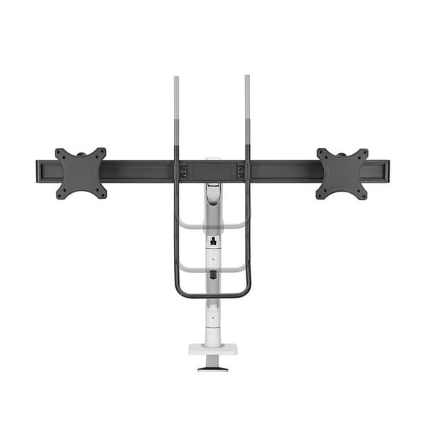 Neomounts DS75S-950WH2 - Monteringssats (bordsmonteringsarm) - Helt flyttbar - för 2 LCD-skärmar - aluminium - vit - skärmstorlek: 43,2-68,6 cm (17"-2